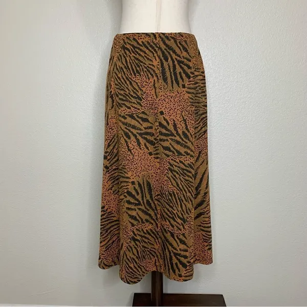 Silver Threads Vintage Animal Print Stretchy Knit Pull On Midi Skirt, Sz Medium - Image 6
