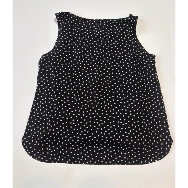 White House Black Market‎ Polka Dot Sleeveless Shell Top Black White Large - Image 2