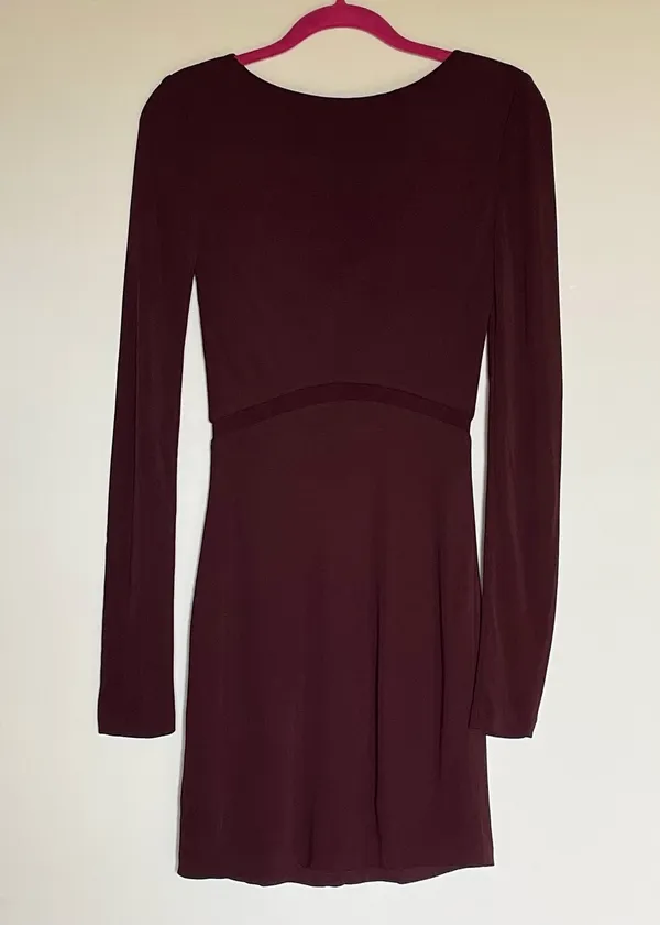 Alexander Wang T by women’s burgundy mesh inset fitted knit dress size small S - Image 10