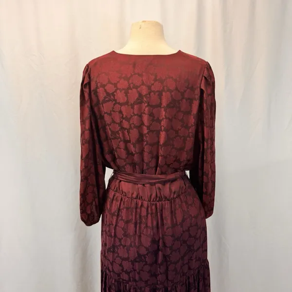 Banana Republic Floral Midi Dress L Tiered 3/4 Sleeve Dark Romantic Whimsigoth - Image 7