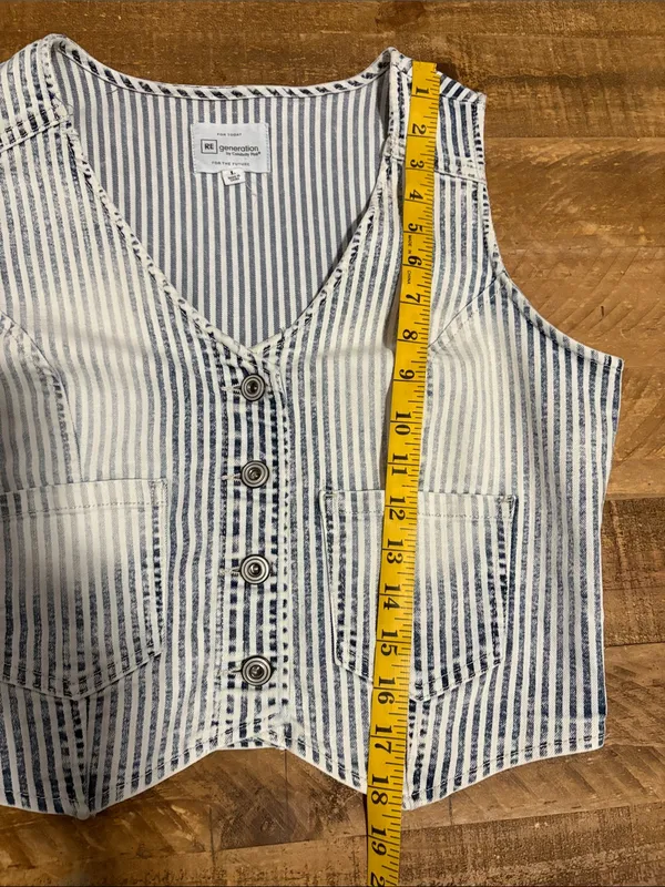 RE generation Celebrity Pink Distressed Denim Vest - Image 7