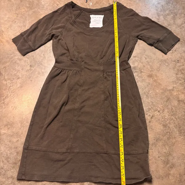 Anthropologie Pure & Good Sweatshirt Midi Dress Olive Green Womens Small - Image 3