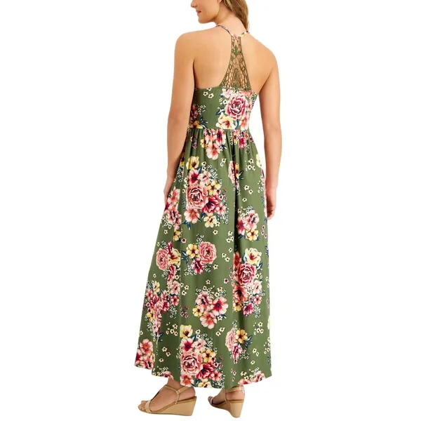 NWT Jamie & Layla Womens Petite Floral-Print Empire Maxi Dress Green Multi PL - Image 2