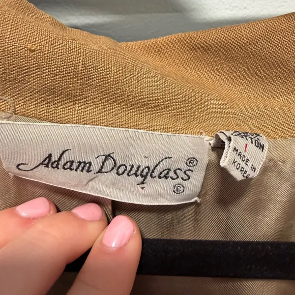 Adam Douglass Vintage L Tan Ramie Cotton Single Button Blazer Jacket - Image 2