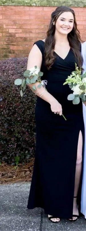 Black Women Sleeveless V Neck Split Evening Cocktail Long Dress - Image 3