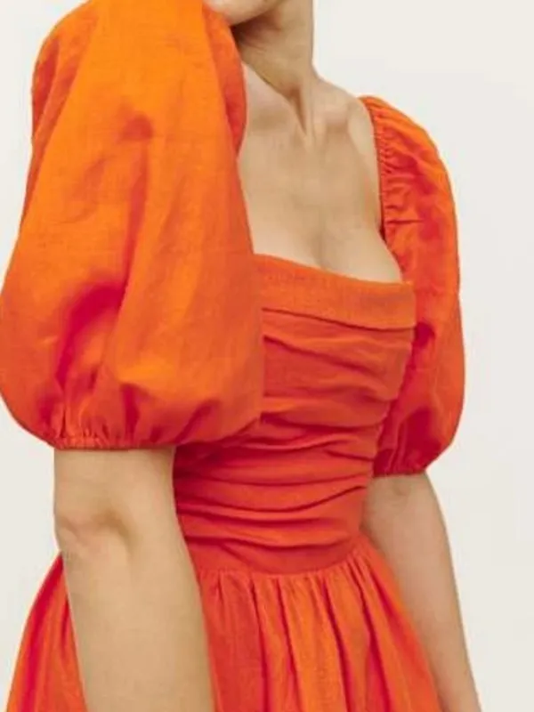 Reformation Zula Linen Mini Dress in Orange 12 - Image 8