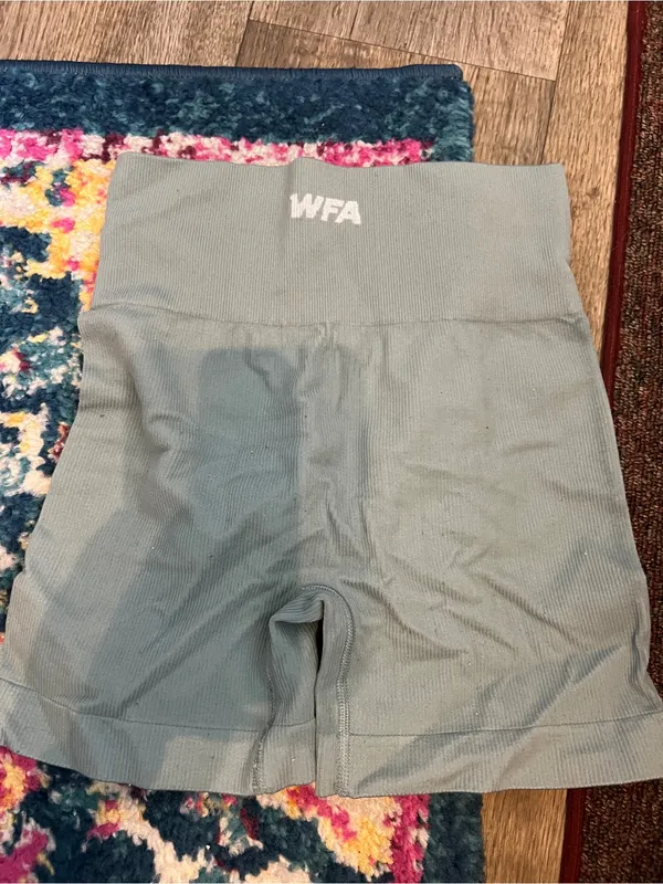 White Fox Ribbed High-Waist Bike Shorts in Sage - Image 10