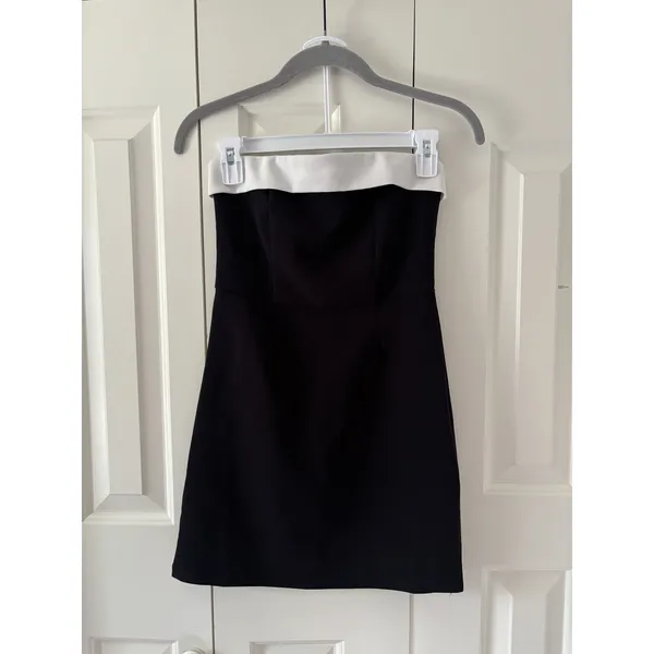 Edikted Strapless Black White Mini Dress XS - Image 3