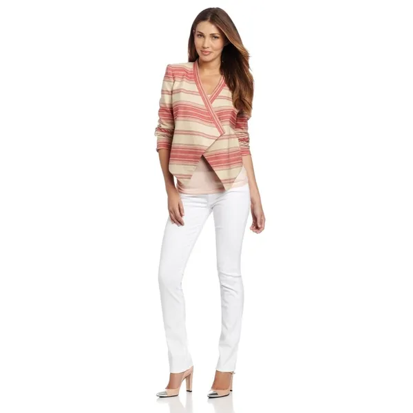 NEW BCBGMAXAZRIA Abbey Cropped Relaxed‎ Blazer Jacket Red Multi Coastal Office - Image 4