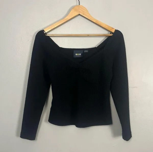 Maeve Anthropologie Textured Sweetheart Top black size small - Image 2