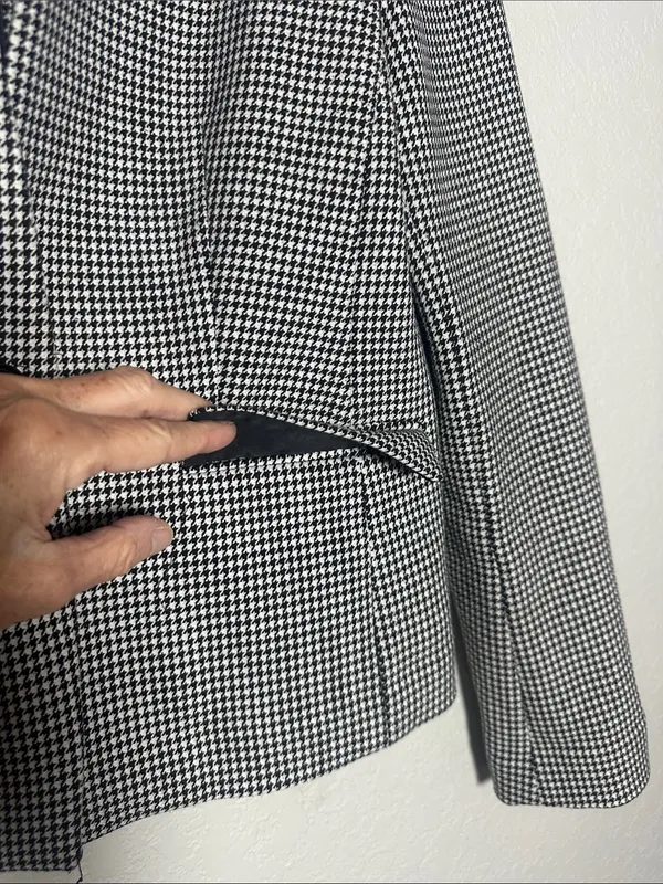 NEW Banana Republic Black White Houndstooth Cropped Blazer Classic Preppy Size 4 - Image 7