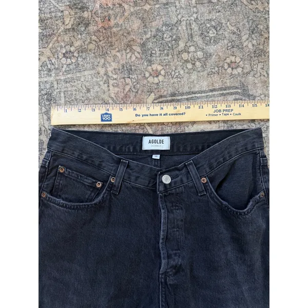 AGOLDE V-Waist Baggy Jeans 29 Washed Black Regenerative Cotton A208-1157 - Image 7