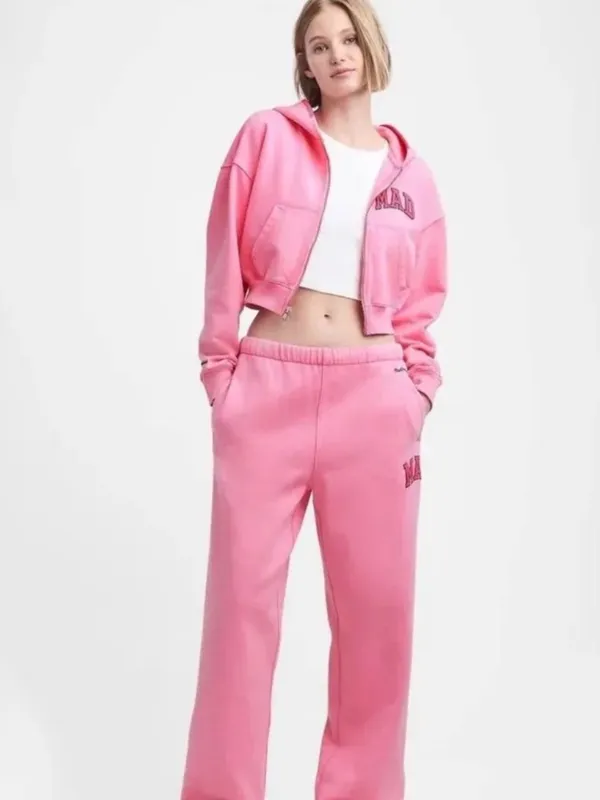 NWT Mad Happy X Gap Pink full size cropped hoodie size large limited edition - Image 2