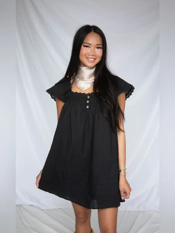 NWT Worth Collective size Large L Binx Mini Dress Cotton Black Needii Eyelet - Image 2