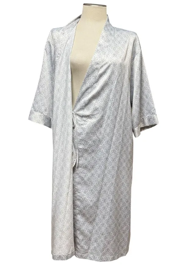 Cabernet by Sleep Sense Satin Wrap Robe Silver Gray White Medium - Image 6