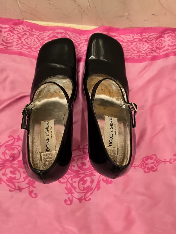 Dolce & Gabbana Leather Vintage mary jane classic square toe Block Heel 37.5 - Image 11