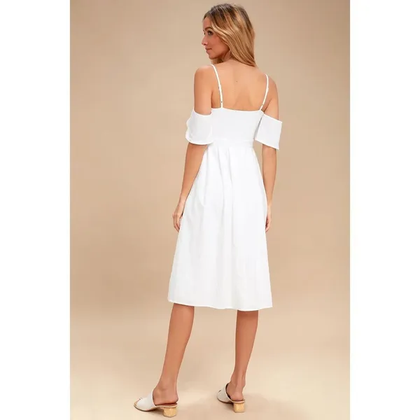 Lulu’s I've Got Love White Off-the-Shoulder Midi Dress size medium - Image 4