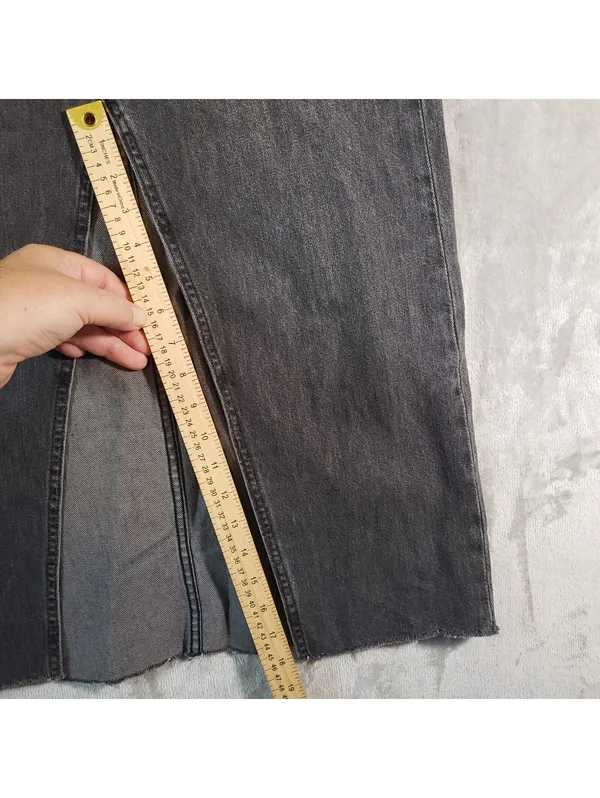 Denim Forum 90s Gray Denim Maxi Skirt Pockets Slit Zip Closure Women Size 26 - Image 8