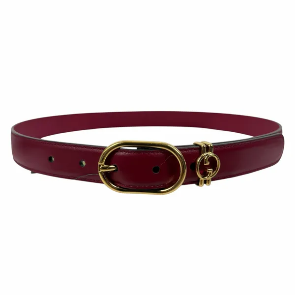 Gucci Interlocking GG Logo Leather Belt Russet Red Size 80cm/ 32in - Image 5