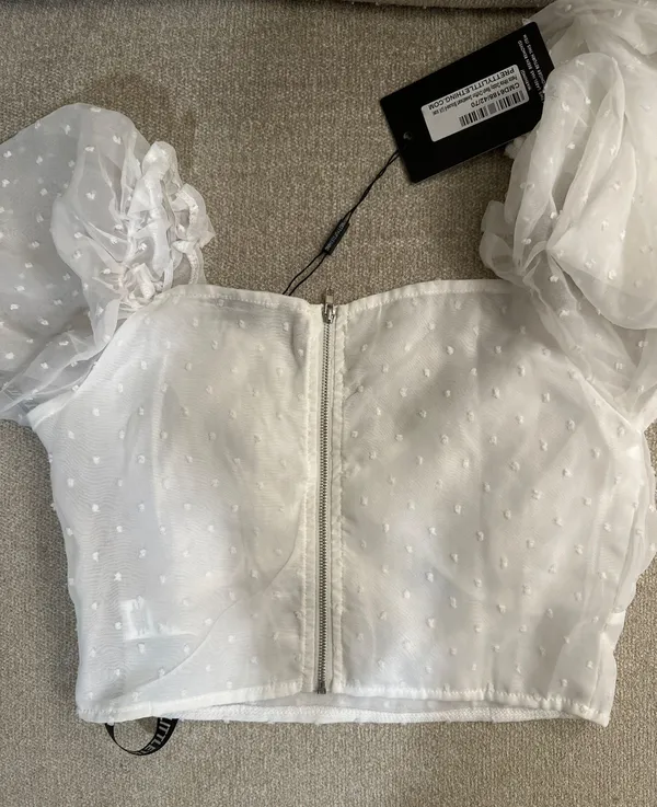 Pretty Little Thing White Crop Top - Image 2
