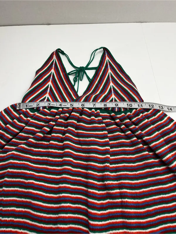 ZARA Multicolored Stripe Knit Mini Dress Medium Stretch Womens Medium - Image 9