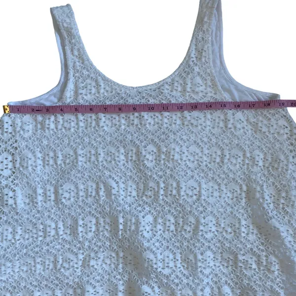 Deletta Anthropologie White‎ Crochet Lace Tank Scoop Neck Lined Medium OB520459 - Image 12