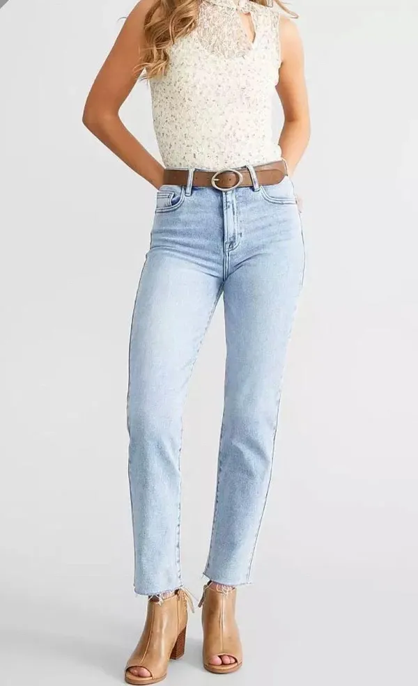 Buckle hidden straight leg jeans - Image 2