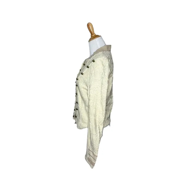 Free People Cream Military Style Lace Knit Sweater Jacket Size Medium Womens - Image 4