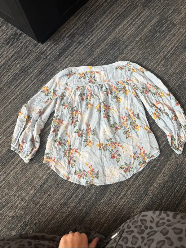 Maeve Anthropologie Boswell Floral Blouse Size 2 Blue Balloon Sleeve Boho - Image 4