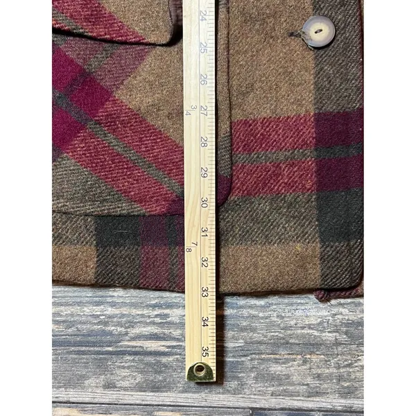 Vintage Eddie Bauer Women Plaid‎ Wool Blend Barn Chore Jacket Medium Oversized - Image 8