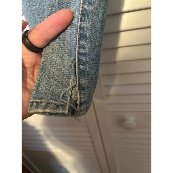 Vintage Old Navy Boy Cut Light Wash Denim‎ Jeans Women Sz 4 Ultra Low Waist 2005 - Image 4