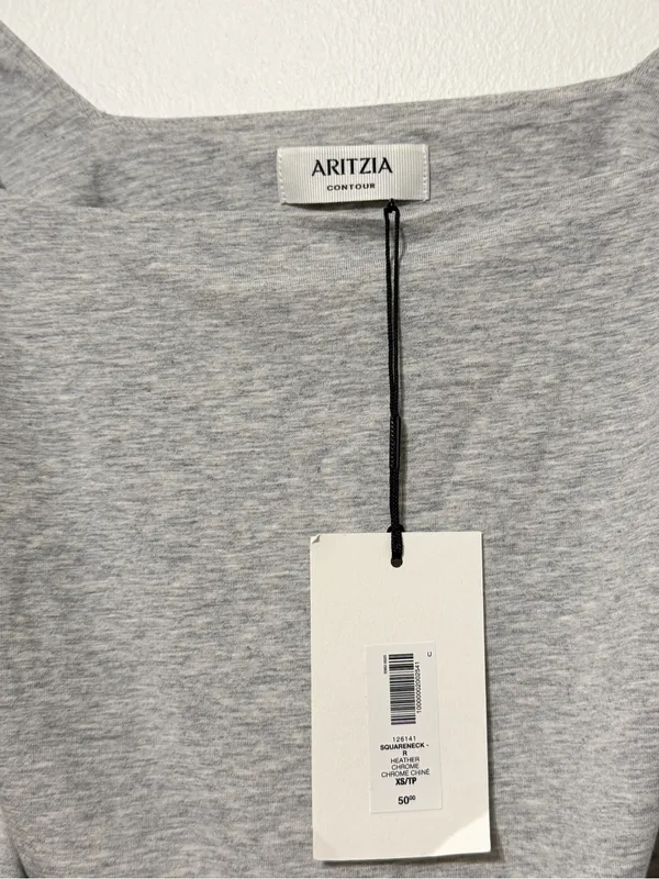 NWT Aritzia Contour Squareneck Bodysuit Size XS gray long sleeve NEW - Image 3