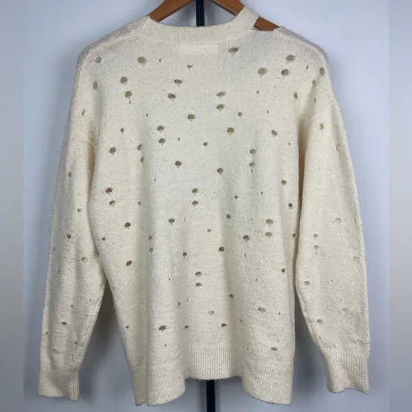 ASTR The Label Cream Knit Distressed Torn‎ Pullover Sweater - Image 3