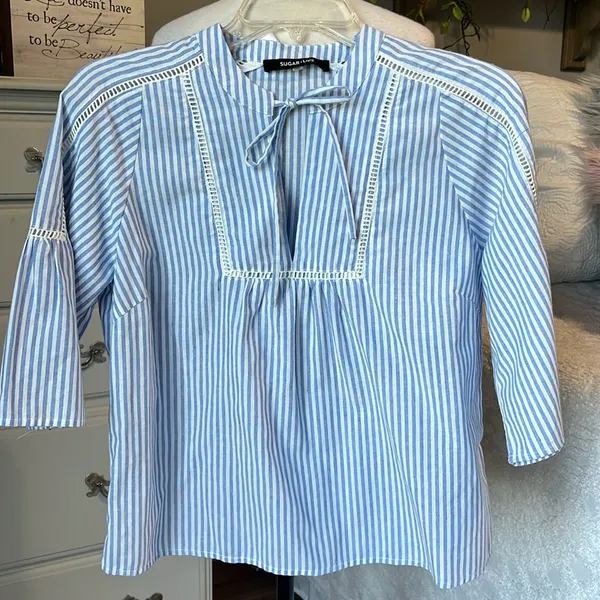 Blue Striped Women's Top New - Image 3