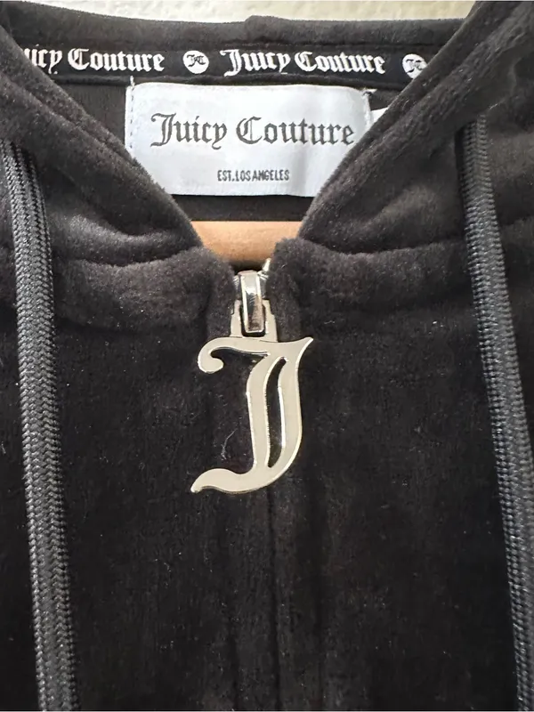 Juicy Couture Women's OG Big Bling Velour Hoodie‎ Black Size XS - Image 8