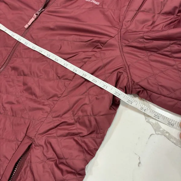 LL Bean Parka Jacket Womens Size XL Fleece Lined Primaloft Quilted Hooded Maroon - Image 7