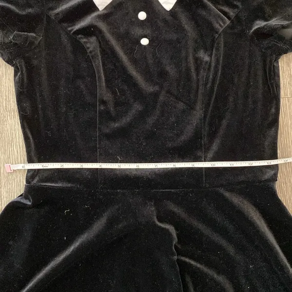 Hot Topic Black & White Collar Velvet Dress Wednesday Addams Goth Small - Image 5