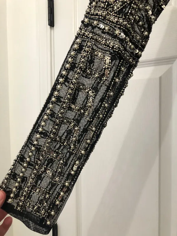 Beaded Black Mini Dress - Image 6