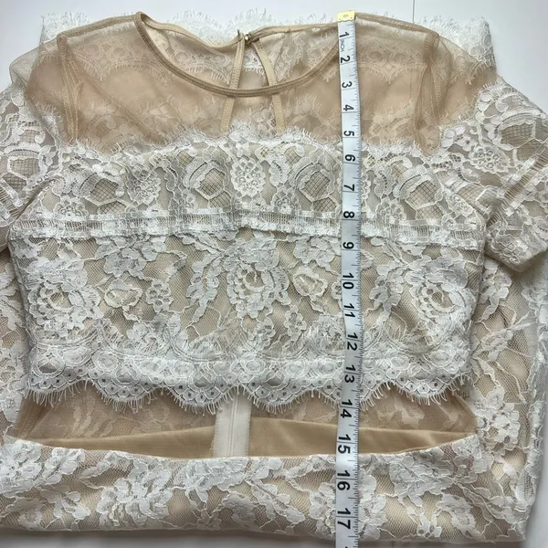 White Lace Mini Dress Mesh Illusion Sheer Small - Image 7