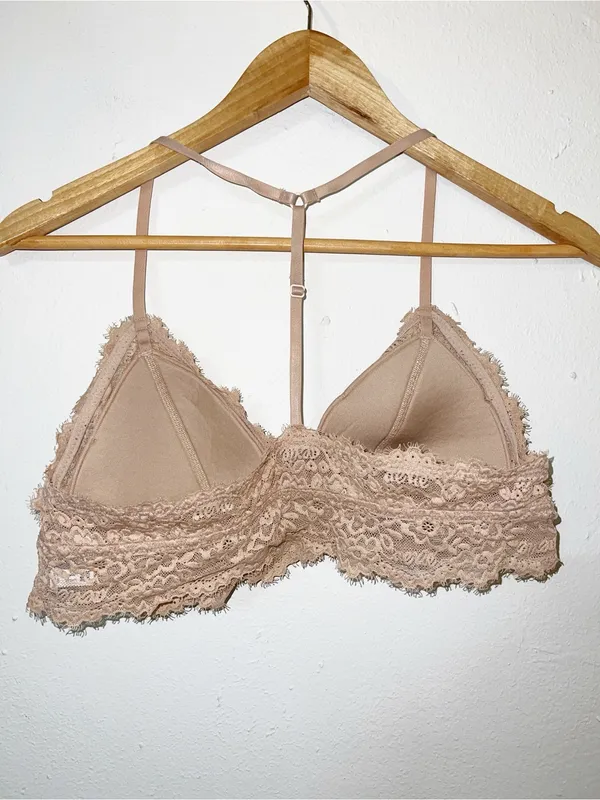 aerie Lace v neck T back nude adjustable straps Bralette - Image 4
