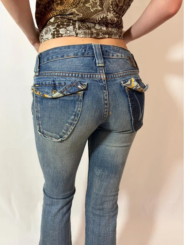 Vigoss Studio Y2K Bootcut Colorful Pocket Blue Jeans - Image 6