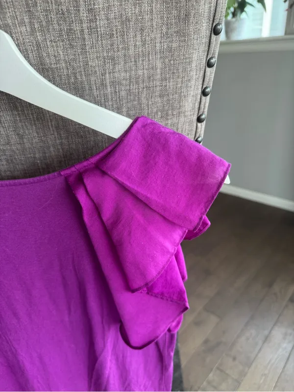 Ann Taylor Ruffle Shoulder Sleeveless Top - Magenta - Image 6