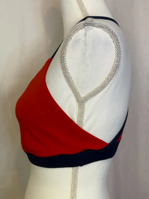 adidas Red and Navy Performance Sports Bra - Image 3