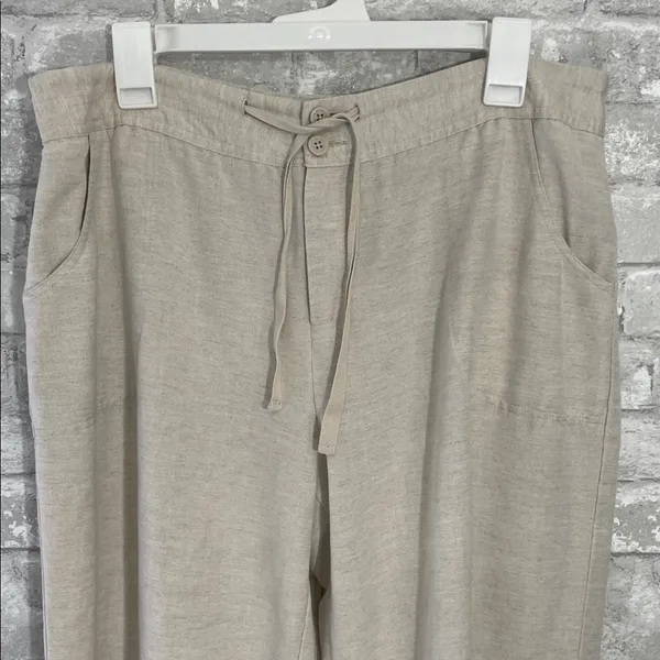 Coldwater Creek Light Beige Linen Pants - Image 2