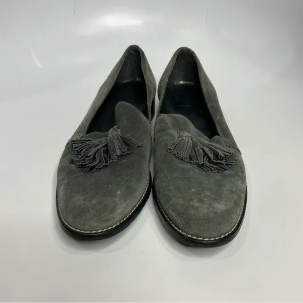 Stuart Weitzman‎ Guido gray leather tassel loafers women’s size 8.5 professional - Image 2