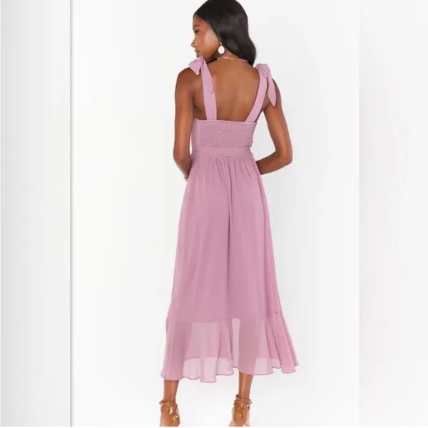 Show Me Your Mumu Women Claire Midi Dress Chiffon Antique Rose Side Slit Size XS - Image 2