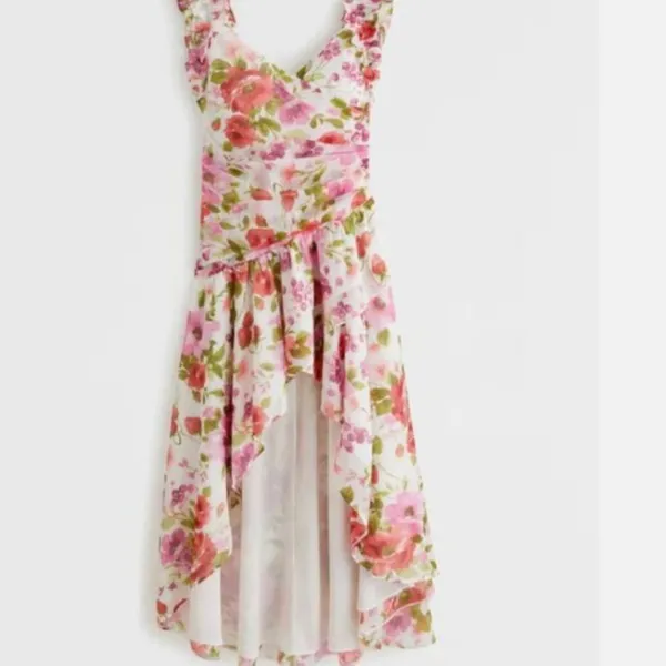 NWT Abercrombie & Fitch Floral Ruffle Strap High-Low Maxi Dress Wedding Guest - Image 7