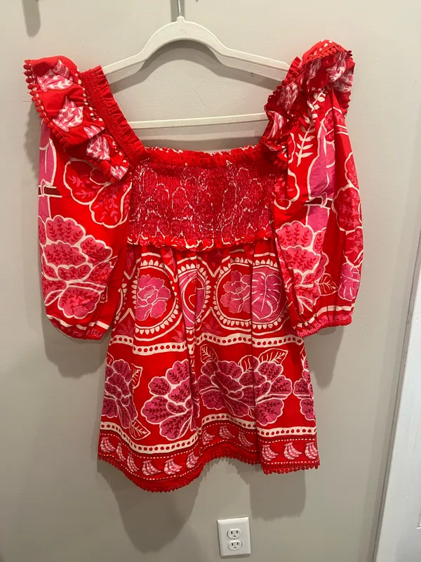 Pink and Red Farm Rio Dress Size Small - Image 2