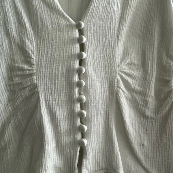Free People Maise Long‎ Sleeve White Button Front Blouse Size XS - Image 5