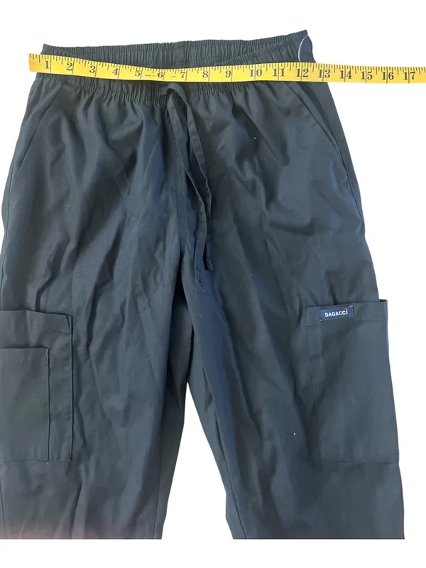 DAGACCI Black Medical Scrub Set V-Neck Top & Cargo Pants NWT - Size XXS - Image 4